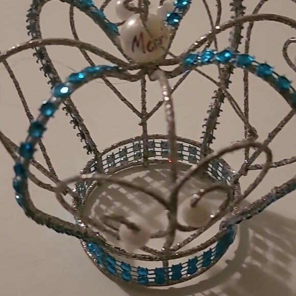 2017 Silver and Blue Decorative Crown Ornament - Picture 3 of 5